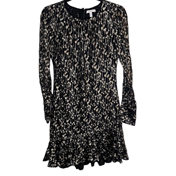 10 Crosby Derek Lam Dresses & Skirts - Derek Lam 10 Crosby Long-Sleeve Metallic Ruffle-Hem Short Dress